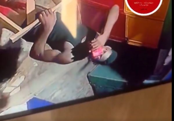 Watch as CCTV captures suspected thief disabling surveillance system at a shop in Tema