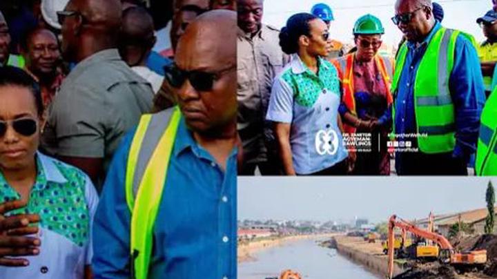 President Mahama Does The Unexpected As He Storms Circle With Constructors To Distill Odaw River