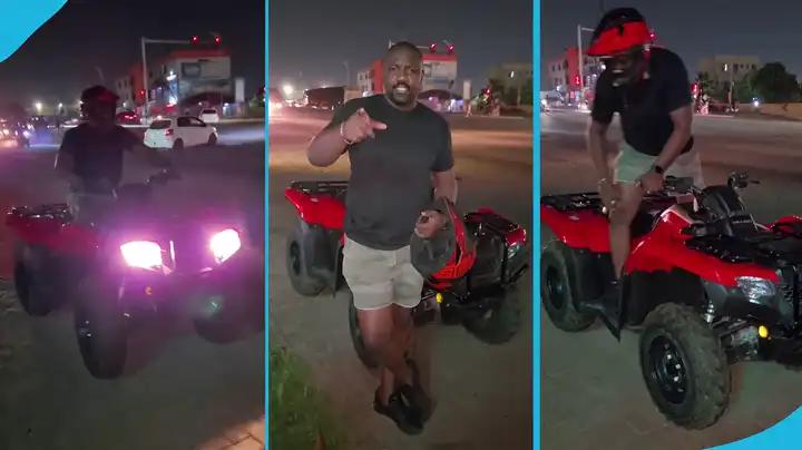 John Dumelo Rides In A Quad Bike To Check The Okponglo Junction Traffic Lights, Shares Update