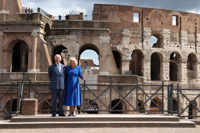 Charles hails restoration of the Colosseum on state visit to Rome