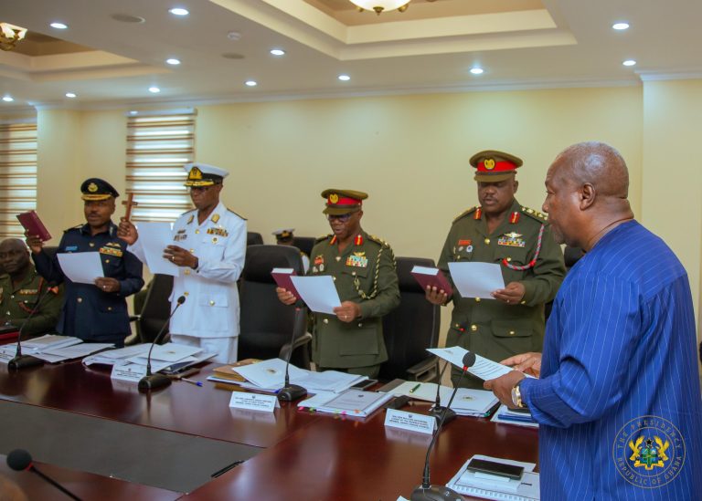 President Mahama swears in military service commanders as members of Armed Forces Council 
