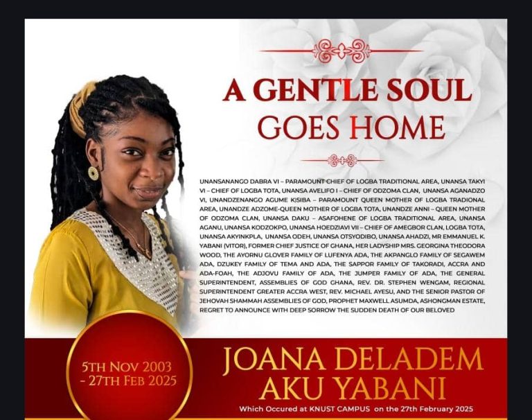 KNUST student allegedly murdered by boyfriend to be laid to rest April 5