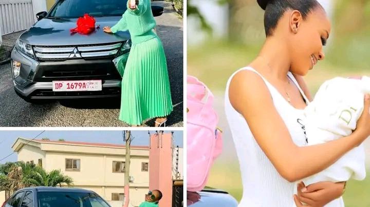 Akuapem Polooo Shows Off The Car She Got From Her Baby Daddy As Her Push Gift