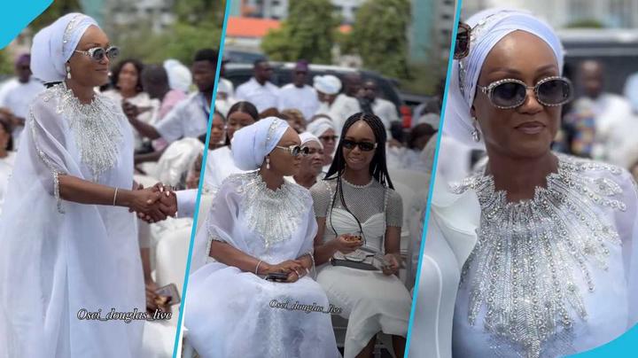 Alhaji Asoma Abu Banda’s Grieving Wife Stuns in Classy Gown Designed with Diamonds
