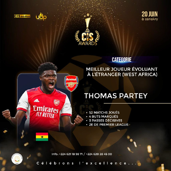Thomas Partey nominated for ‘Best West African Player Abroad’ at 2025 CIS Awards