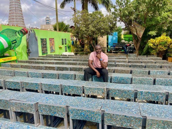Meet the Ghanaian man turning pure water sachets into school desks