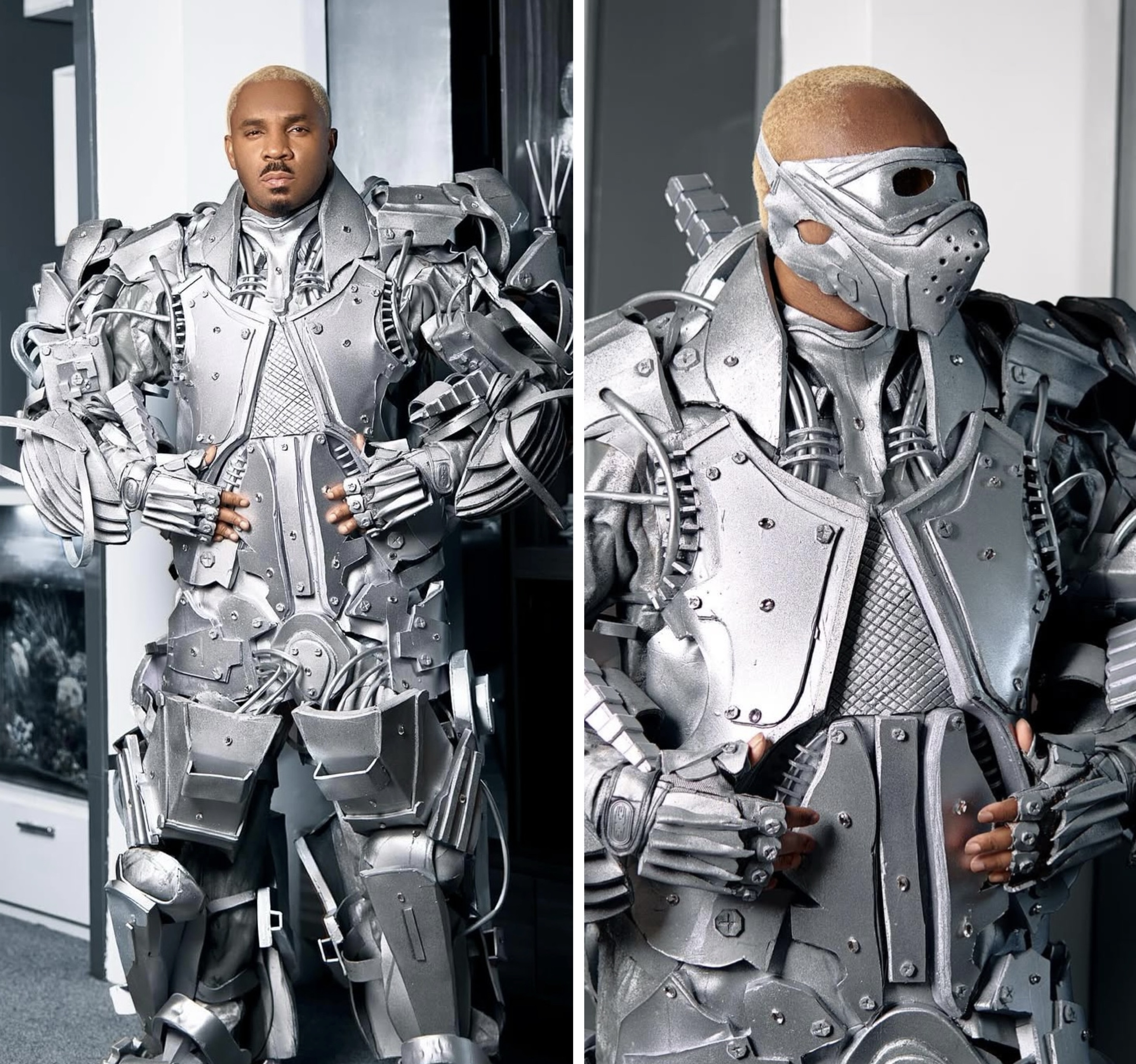 Socialite, Pretty Mike shows up to AMVCA looking like iron man ? literally