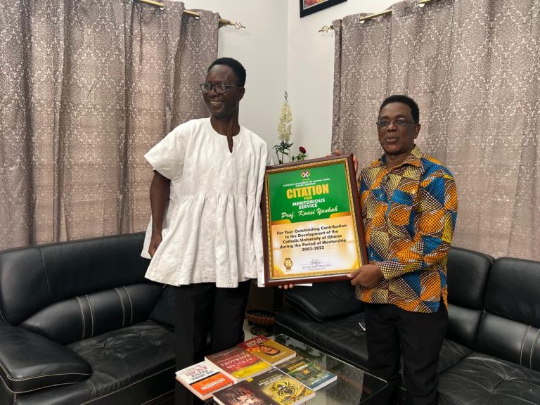 Catholic University honours Prof. Kwesi Yankah for vital role in its growth