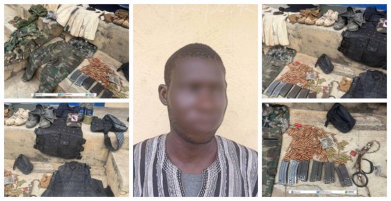 Police arrest man with military gear, bulletproof vest and 207 rounds of ammunition in Ashanti Region