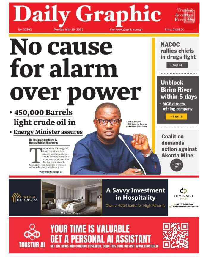 Today’s Front pages :Monday, May 19, 2025