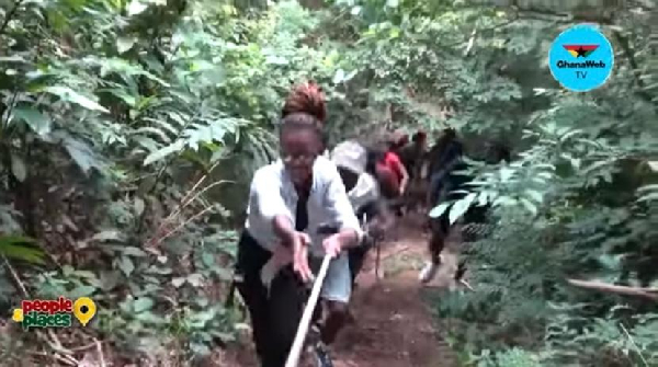Thick Ropes, Jagged Rocks: How adventurers get to the Nkofieho Cave