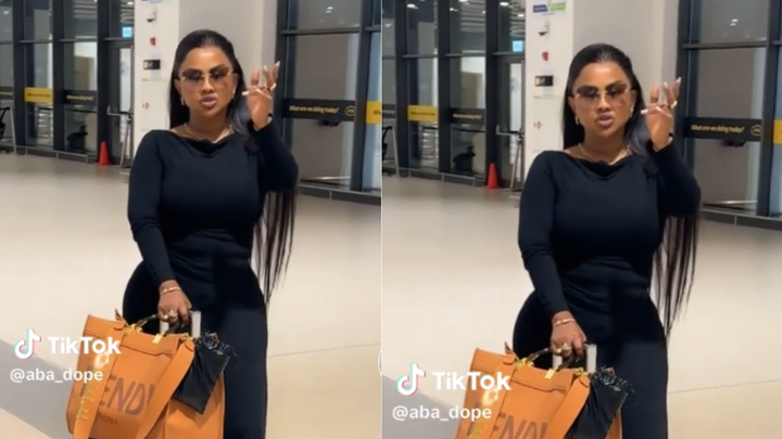 Nana Ama McBrown flaunts her GHS 109K Goyard Suitcase and GHS 23K Fendi Bag at Kotoka Airport