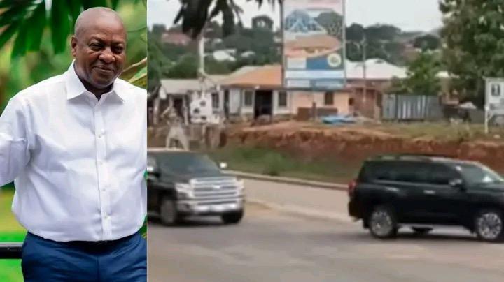 President Mahama’s 19-Car Convoy Sparks Online Buzz During Kintampo Visit