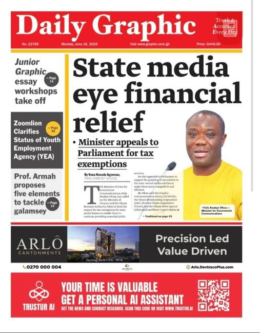 Today’s Front pages: Monday, June 16,2025