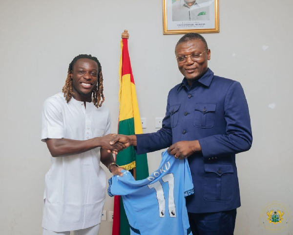Man City star Jeremy Doku pays courtesy call on Sports minister, vows to invest in Ghana’s future