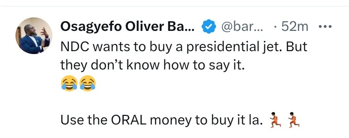 The NDC government is interested in obtaining a new presidential jet, yet it hesitates to publicly express this desire – Oliver Barker-Vormawor
