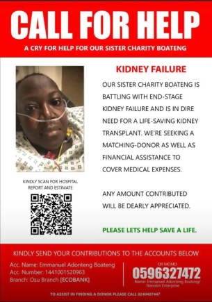 Family appeals for help as young Ghanaian woman battles end-stage kidney failure