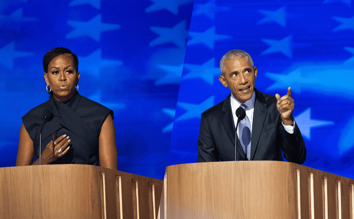 Michelle Obama playfully pokes fun at Barack Obama’s presidential ambitions that brought her fame and fortune