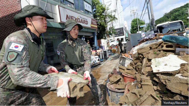 At least 14 dead in South Korea floods and landslides