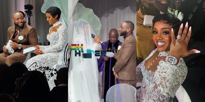 Adorable moment Davido and Chioma say their vows