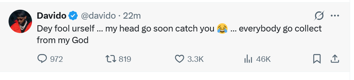 Davido sparks reactions as he drops rounds of cryptic warning messages on X