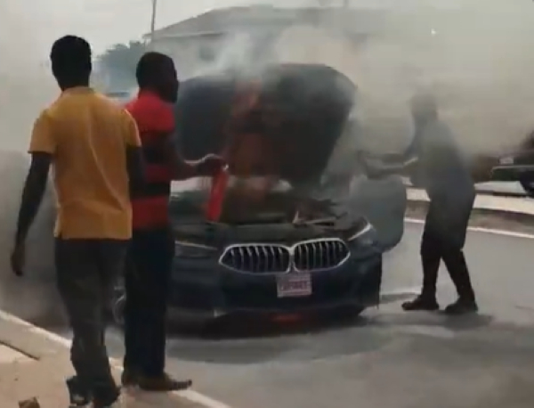 Watch as luxury BMW M8 is engulfed in ‘flames’ on Borteyman Road