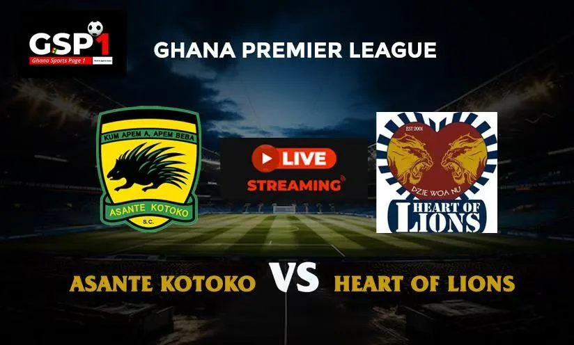 Watch Live: Asante Kotoko vs. Kpando Heart of Lions-GPL MD 2 fixture